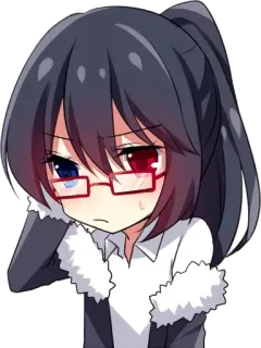 😒 Anime, Chica, Chibi, Lindo, Gafas whatsapp sticker