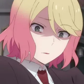 📎 anime, woman, blonde hair, pink hair, serious, expression telegram sticker