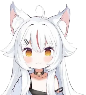 😃 アニメ, 猫耳, ネコ, 可愛い, かわいい, 白髪 telegram sticker