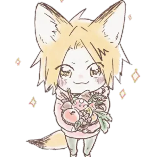 🌺 Anime, Volpe, Carino, Chibi, Orecchie, Coda, Scintille whatsapp sticker