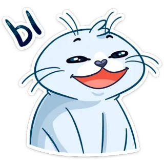 🙂 bl anjing laut, imut, binatang, kartun, ekspresi, rusia telegram sticker