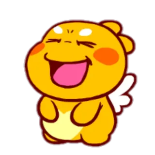 😂 cartone animato, carino, giallo, angelo, sorriso, ali telegram sticker