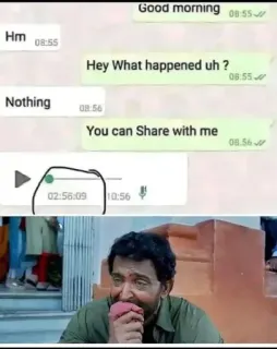 😰 Anand Kumar Super 30 Good morning Hm Hey What happened uh ? Nothing You can Share with me meme, whatsapp chat, crying man, sadness, super 30, hrithik roshan, relatable, funny, emotional telegram sticker
