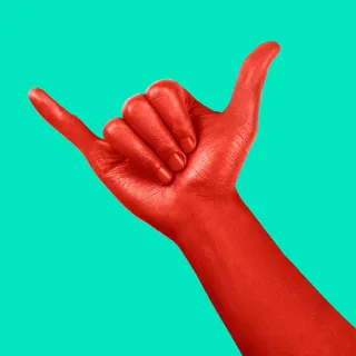 📞 Sinal de Shaka, Gesto de mão, Hang Loose, Mão vermelha, Aloha, Havaí, Surf, Praia telegram sticker