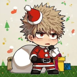 🎅 Katsuki Bakugo My Hero Academia Katsuki Bakugo, My Hero Academia, Noël, Anime, Manga, Fan art, Père Noël whatsapp sticker