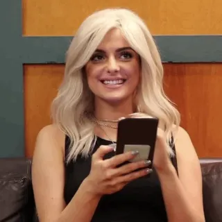 ✨ Bebe Rexha zangeres, vrouw, beroemdheid, portret, Bebe Rexha, blond haar, telefoon telegram sticker