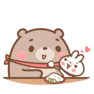😘 urso, coelho, fofo, animal, desenho animado, amizade, comida telegram sticker