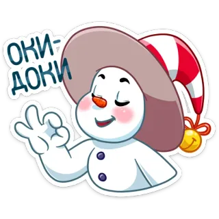 👌 Оки-Доки Muñeco de nieve, Ok, Gesto, Dibujos animados, Invierno, Lindo whatsapp sticker