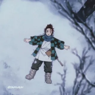 🔥 Tanjiro Kamado Demon Slayer Anime, Schnee, Charakter, Demon Slayer, Tanjiro Kamado, Winter whatsapp sticker