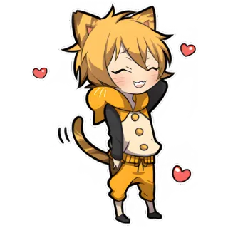 😁 애니메이션, 고양이, 카와이, 귀여운, 하트, 치비 telegram sticker