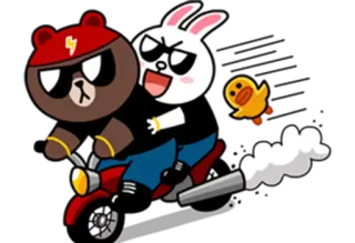 🏍 мультфильм, животные, мотоцикл, персонажи, наклейка, заяц, медведь, утка whatsapp sticker