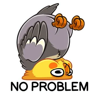 🙂 NO PROBLEM pássaro, desenho animado, engraçado, sem problemas, fofo telegram sticker