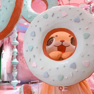 🐻 donut, animal, mignon, nourriture, dessert, sucré, kawaii, décoration telegram sticker