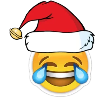 😂 emoji, natal, gorro de papai noel, rindo, chorando, engraçado, feriado telegram sticker
