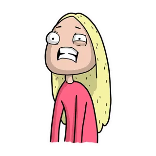 😬 dessin animé, cheveux blonds, blonde, BD, femme telegram sticker