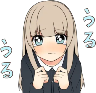 😢 うるうる Anime, chica, llorando, lágrimas, triste, emocional, Kawaii, lindo telegram sticker