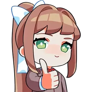 👍 Monika Doki Doki Literature Club! 动漫, 游戏, 角色, 可爱, 贴纸, Q版 whatsapp sticker