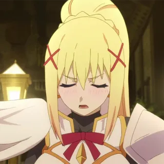 🛡 Darkness KonoSuba アニメ, 金髪, 女性, キャラクター, 鎧, 異世界 telegram sticker