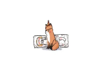 🦊 vos, schattig, dier, cartoon, grappig, kussen, digitale kunst telegram sticker