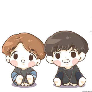 ♥ Chibi, Dễ thương, Hoạt hình, Kawaii, Ngồi, Nhân vật telegram sticker