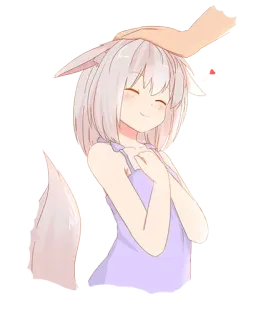 😄 Anime, Garota, Raposa, Orelhas, Rabo, Fofo, Kawaii, Carinho na cabeça telegram sticker