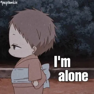 😔 I'm alone 애니메이션, 슬픈, 외로운, 혼자, 만화, 소년 whatsapp sticker
