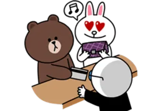 😍 Brown, Cony медведь, кролик, любовь, шоппинг, Line Friends, мультфильм, животное whatsapp sticker