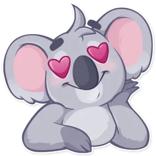 😍 koala, dessin animé, mignon, animal, amour, coeur, kawaii, sticker telegram sticker