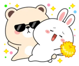 😃 곰, 토끼, 만화, 귀여운, 동물, 반짝이 telegram sticker