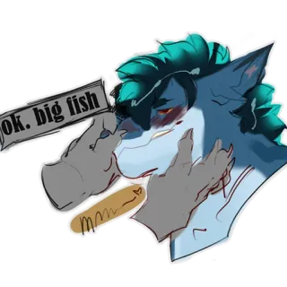 🦈 ok. big fish Furry, Anthro, Pez, Dibujos animados telegram sticker