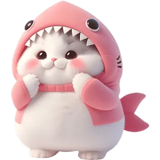 ☺️ kot, rekin, kociak, słodki, zwierzę, kreskówka, naklejka telegram sticker