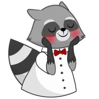 😊 guaxinim, fofo, animal, desenho animado, gravata borboleta, terno, personagem telegram sticker
