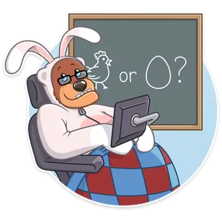 🤓 or? perro, conejo, pollo, huevo, pascua, pregunta whatsapp sticker