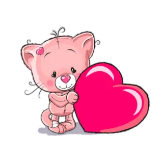 ❤ gatto, cuore, amore, carino, rosa, cartone animato whatsapp sticker