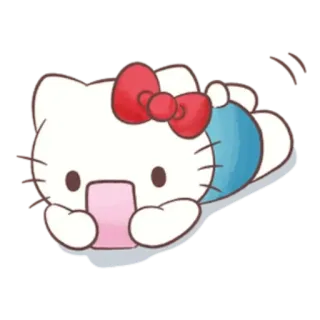 😀 Hello Kitty gatto, kawaii, carino, cartone animato, rosa, fiocco telegram sticker