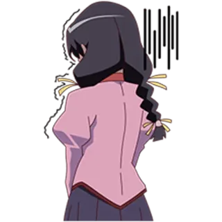 😰 Anime, Ragazza, Vista da dietro, Uniforme scolastica, Treccia, Personaggio telegram sticker
