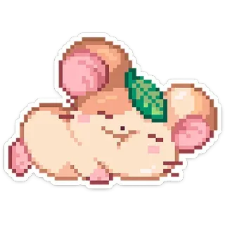 😴 동물, 귀여운, 숫양, 자는, 픽셀 아트 telegram sticker