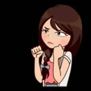 😡 การ์ตูน, เด็กผู้หญิง, แอนิเมชัน, สีหน้า, โกรธ telegram sticker