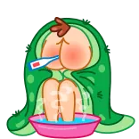 🤒 Dibujo animado, Enfermo, Culo, Termómetro, Lindo, Personaje telegram sticker