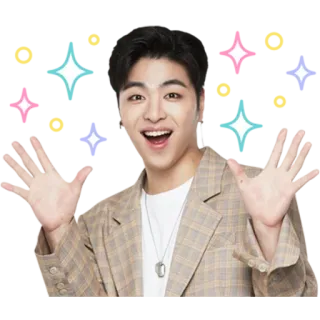😃 pria, berkilau, potret, senyum, Korea telegram sticker