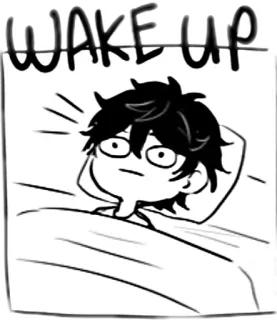🙄 WAKE UP despertar, dibujo animado, cama, dormir, mañana, cansado telegram sticker