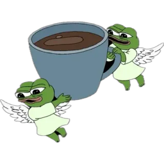 🌟 Pepe the Frog pepe, rana, caffè, angelo, meme telegram sticker