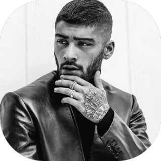 🤔 Zayn Malik zanger, beroemdheid, portret, man, persoon, zwart-wit telegram sticker