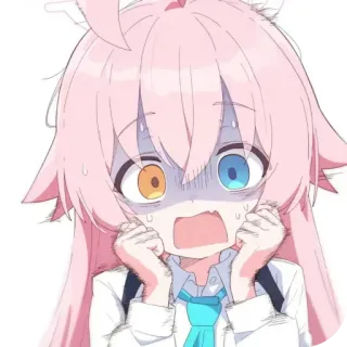 ❤ アニメ, 怖い, 女の子, ピンク髪, ショック, 見開いた目 telegram sticker