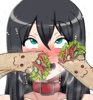 🤪 Аниме, Девушка, Тако, Еда, Милый telegram sticker