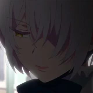🧬 anime, girl, white hair, yellow eyes whatsapp sticker
