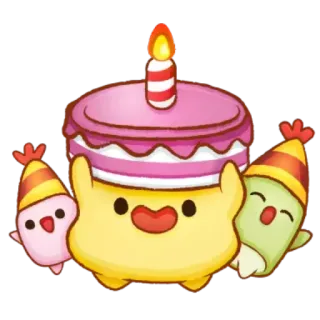 🎂 torta, compleanno, festa, party, carino, kawaii, cartone animato whatsapp sticker