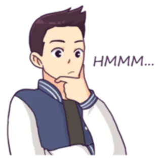 😐 HMMM... thinking, hmm, pondering, cartoon, character telegram sticker