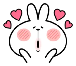 😘 Konijn, Liefde, Harten, Schattig, Cartoon telegram sticker