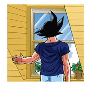 🏞 Goku Dragon Ball goku, dragon ball, anime, cartone animato, personaggio, guardando fuori dalla finestra telegram sticker